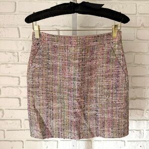 J.Crew Multicolor Tweed Mini Skirt Size 0 | Silk Blend